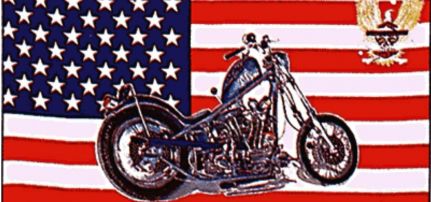 USA Zászló Motorkerékpárral